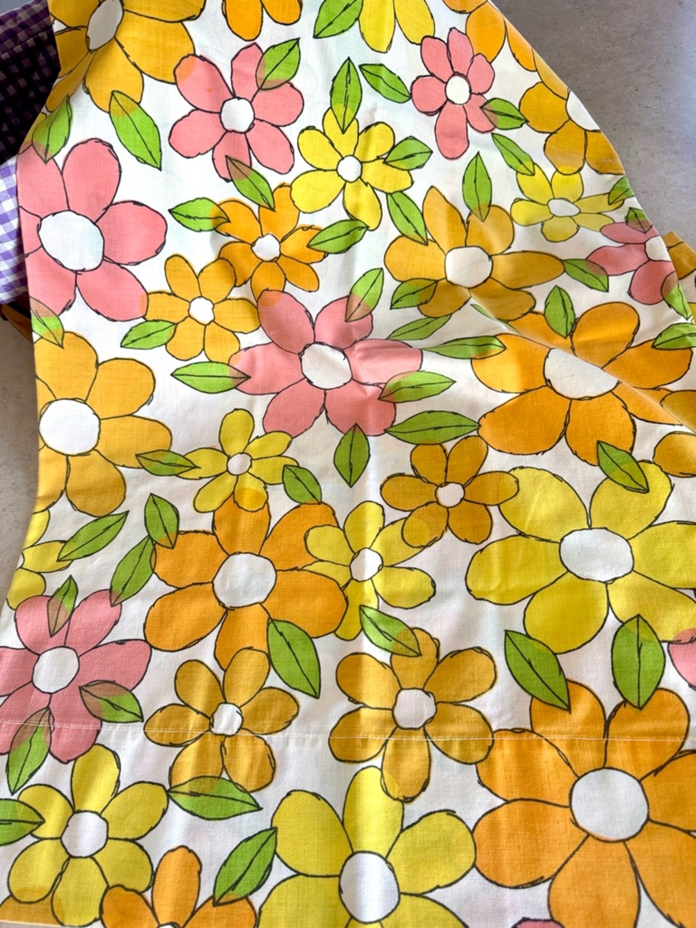 2x Vintage Cannon Featherlite Floral Pillowcases Mod 1960s Mid Century Muslin - Picture 2 of 5